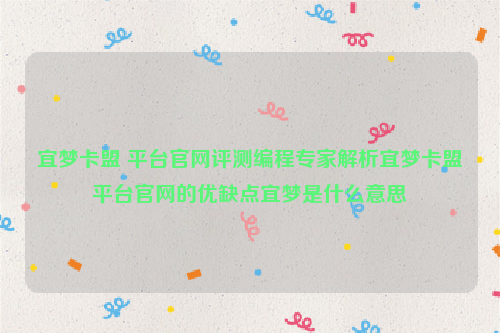 宜梦卡盟 平台官网评测编程专家解析宜梦卡盟平台官网的优缺点宜梦是什么意思