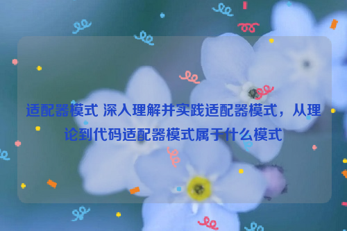 适配器模式 深入理解并实践适配器模式，从理论到代码适配器模式属于什么模式