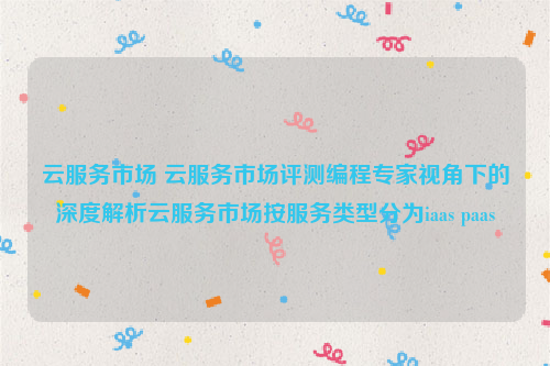 云服务市场 云服务市场评测编程专家视角下的深度解析云服务市场按服务类型分为iaas paas