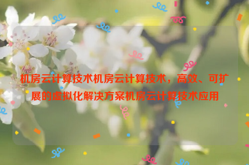机房云计算技术机房云计算技术，高效、可扩展的虚拟化解决方案机房云计算技术应用