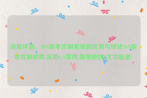 深度评测，SVN版本控制系统的优势与挑战SVN版本控制软件,采用C/S架构,简单他的8大功能是?