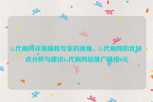 ks代刷网评测编程专家的视角，ks代刷网的优缺点分析与建议ks代刷网站推广链接0元