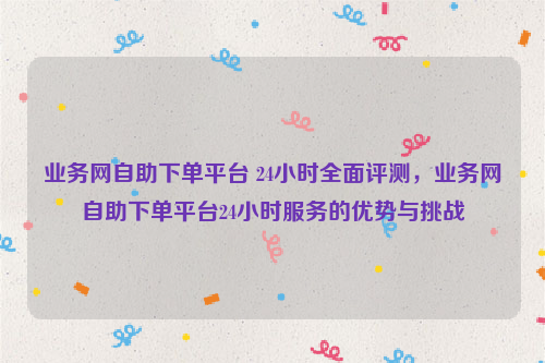 业务网自助下单平台 24小时全面评测，业务网自助下单平台24小时服务的优势与挑战