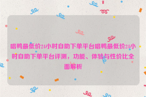唱鸭最低价24小时自助下单平台唱鸭最低价24小时自助下单平台评测，功能、体验与性价比全面解析