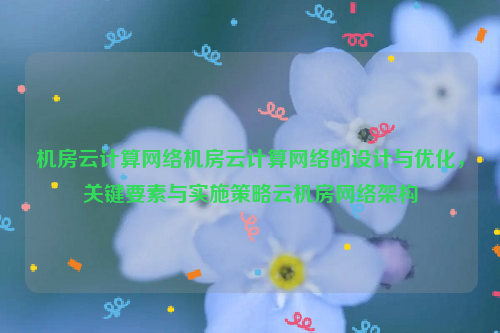 机房云计算网络机房云计算网络的设计与优化，关键要素与实施策略云机房网络架构