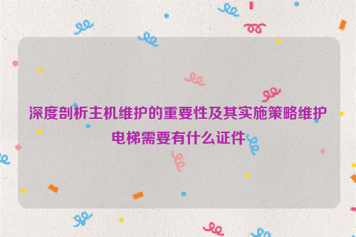 深度剖析主机维护的重要性及其实施策略维护电梯需要有什么证件