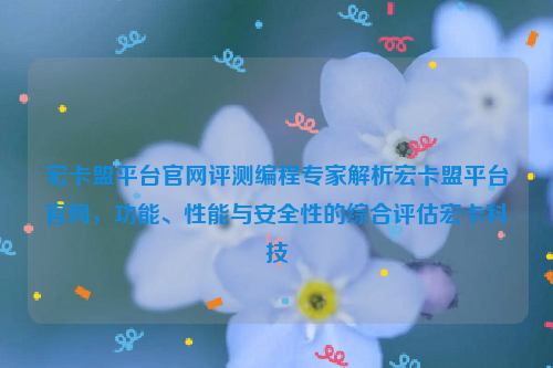 宏卡盟平台官网评测编程专家解析宏卡盟平台官网，功能、性能与安全性的综合评估宏卡科技