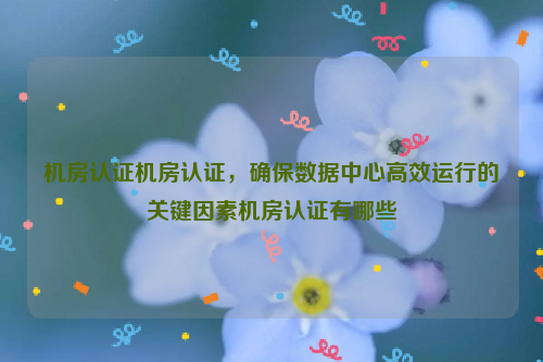 机房认证机房认证，确保数据中心高效运行的关键因素机房认证有哪些