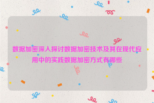 数据加密深入探讨数据加密技术及其在现代应用中的实践数据加密方式有哪些