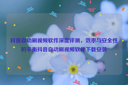 抖音自动刷视频软件深度评测，效率与安全性的平衡抖音自动刷视频软件下载安装