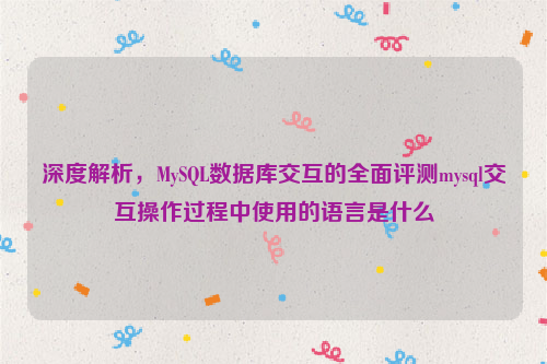 深度解析，MySQL数据库交互的全面评测mysql交互操作过程中使用的语言是什么