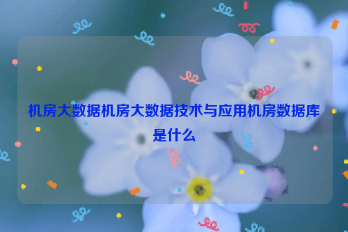 机房大数据机房大数据技术与应用机房数据库是什么