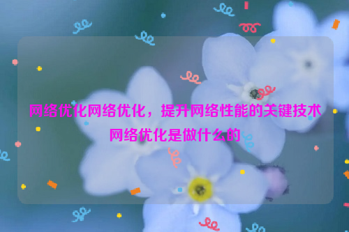 网络优化网络优化，提升网络性能的关键技术网络优化是做什么的