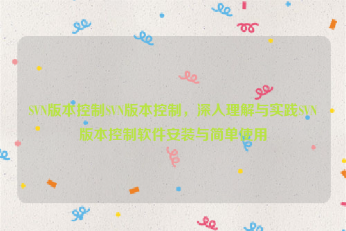 SVN版本控制SVN版本控制，深入理解与实践SVN版本控制软件安装与简单使用