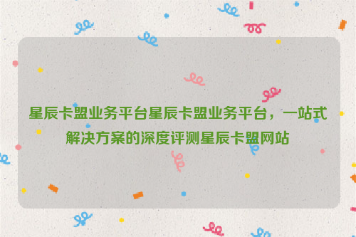 星辰卡盟业务平台星辰卡盟业务平台，一站式解决方案的深度评测星辰卡盟网站