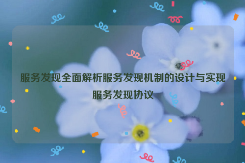 服务发现全面解析服务发现机制的设计与实现服务发现协议