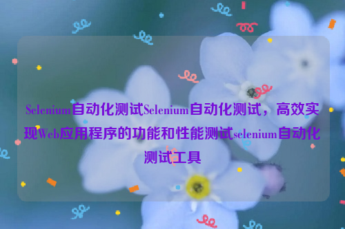 Selenium自动化测试Selenium自动化测试，高效实现Web应用程序的功能和性能测试selenium自动化测试工具
