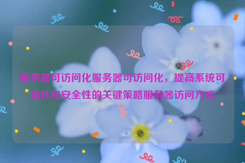 服务器可访问化服务器可访问化，提高系统可用性和安全性的关键策略服务器访问方式