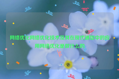 网络优化网络优化技术及其在现代通信中的应用网络优化是做什么的