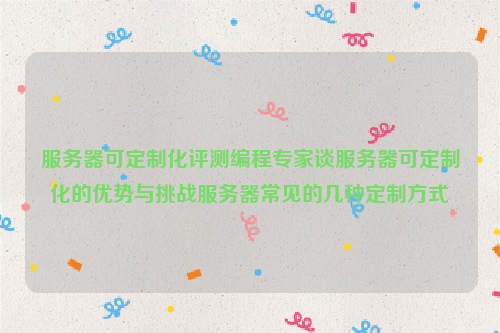 服务器可定制化评测编程专家谈服务器可定制化的优势与挑战服务器常见的几种定制方式