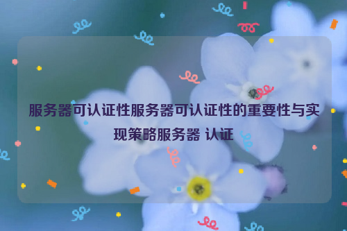 服务器可认证性服务器可认证性的重要性与实现策略服务器 认证