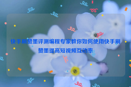 快手刷赞墨评测编程专家教你如何使用快手刷赞墨提高短视频互动率