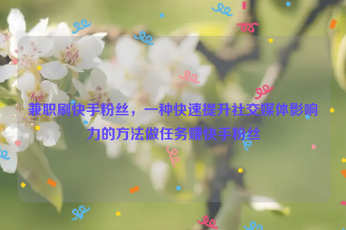 兼职刷快手粉丝，一种快速提升社交媒体影响力的方法做任务赚快手粉丝