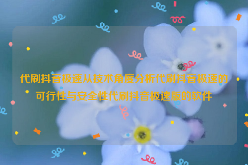 代刷抖音极速从技术角度分析代刷抖音极速的可行性与安全性代刷抖音极速版的软件