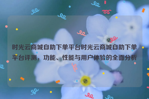 时光云商城自助下单平台时光云商城自助下单平台评测，功能、性能与用户体验的全面分析