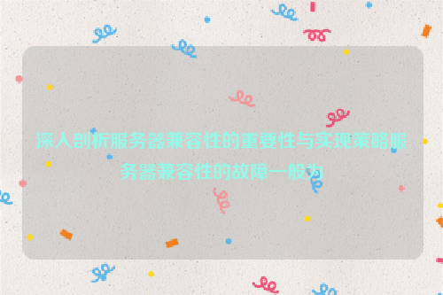 深入剖析服务器兼容性的重要性与实现策略服务器兼容性的故障一般为